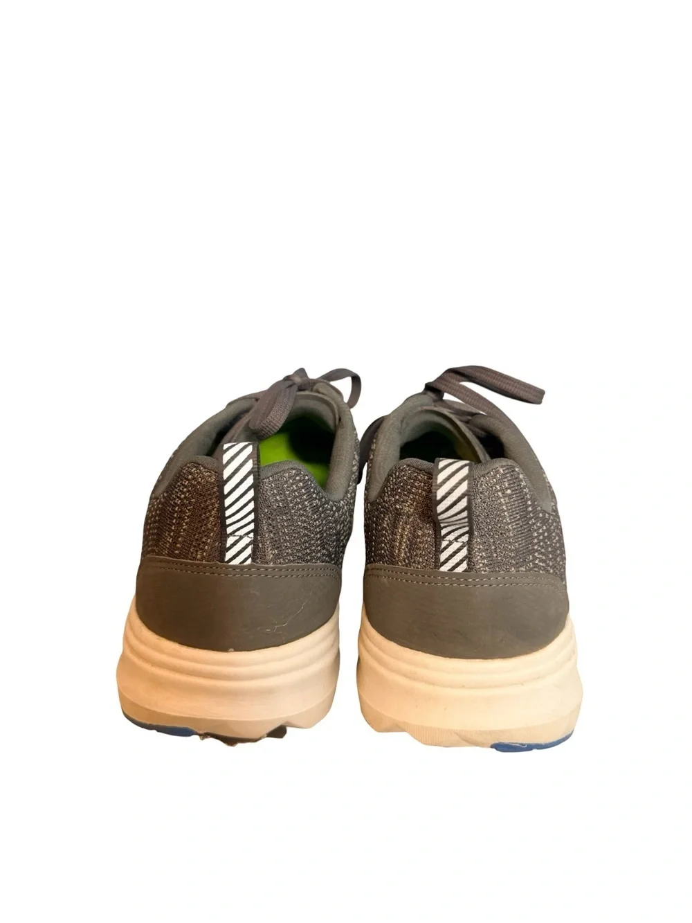 Skechers Men Go Run 7 Gray Knit Athletic Sneakers with Neon Lime Insole 10.5